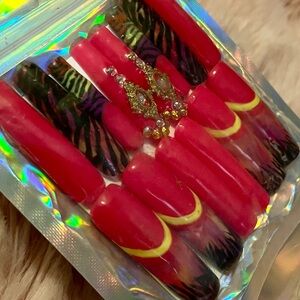 Neon Pink and Yellow Nail Set